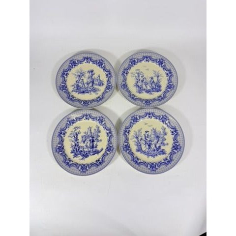 Salad Dessert Plates Set 4 Toile Blue and White Godinger CoDe Jouy  Sunday Afternoon Replacement China Gallery Wall Traditional