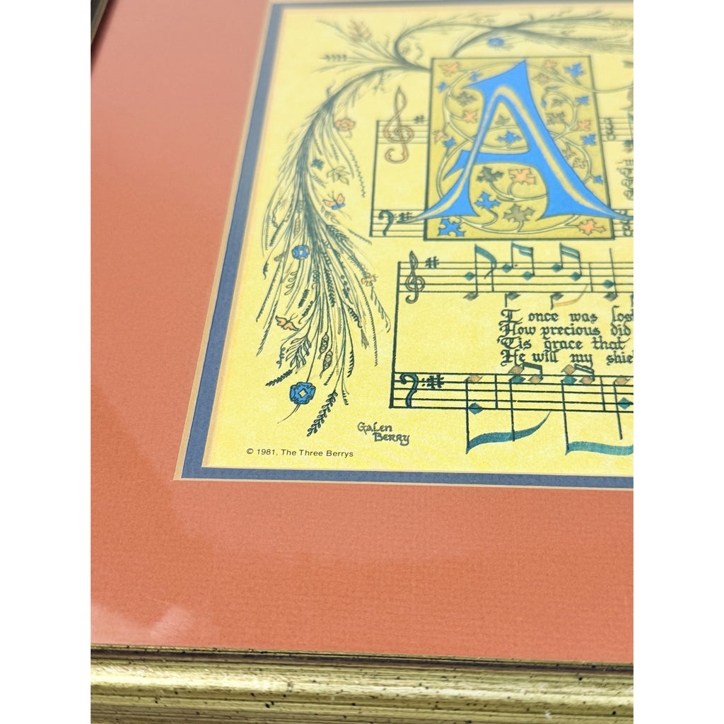 Wall Art Amazing Grace Calligraphy Galen Berry Music Framed Print Home Decor Decorative Aceents Regious Chrisitanity Home Decor Accents