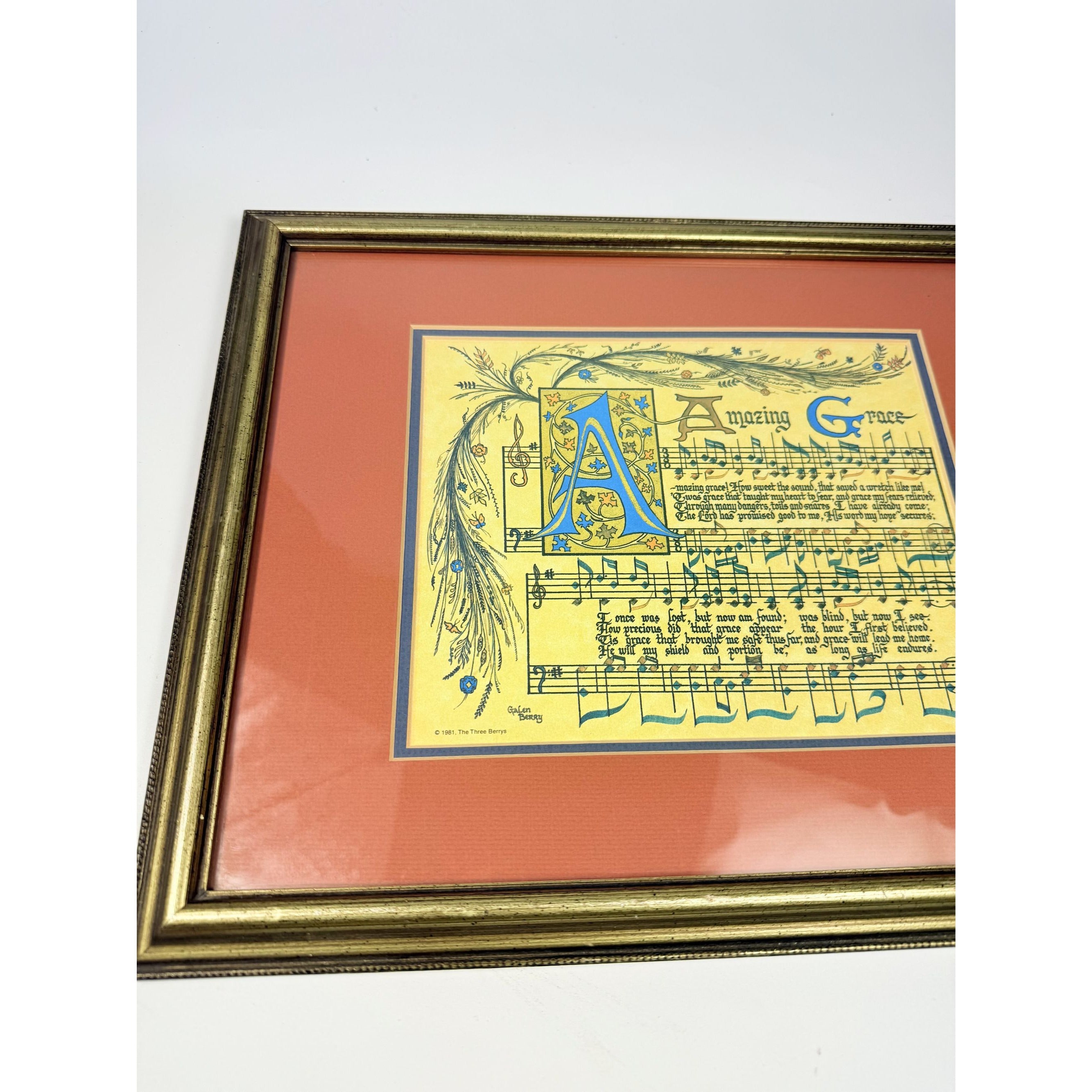 Wall Art Amazing Grace Calligraphy Galen Berry Music Framed Print Home Decor Decorative Aceents Regious Chrisitanity Home Decor Accents