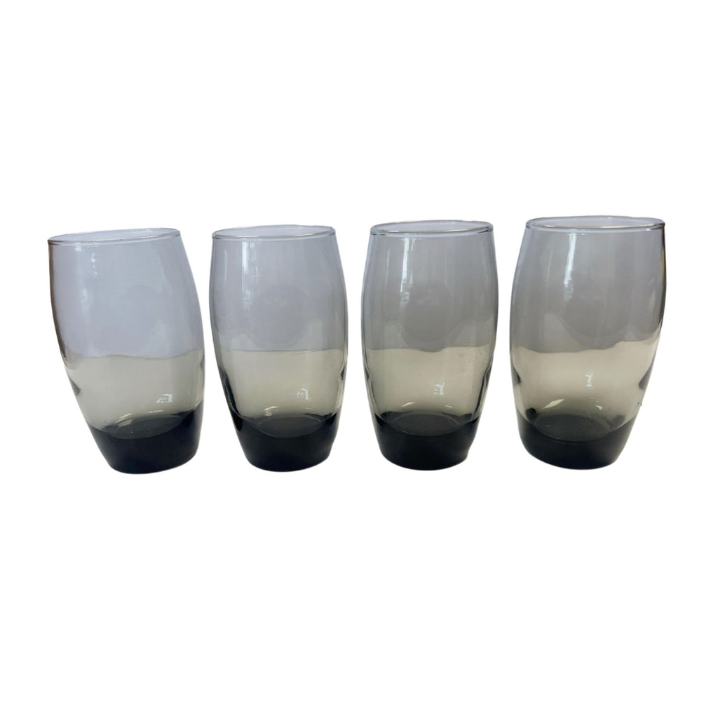 Drinking Water Ice Tea Glasses Roly Polly Grey Smoke Set 4 Vintage Ombre Heavy Bottom Mid Century Drinkware Barware Replacement China