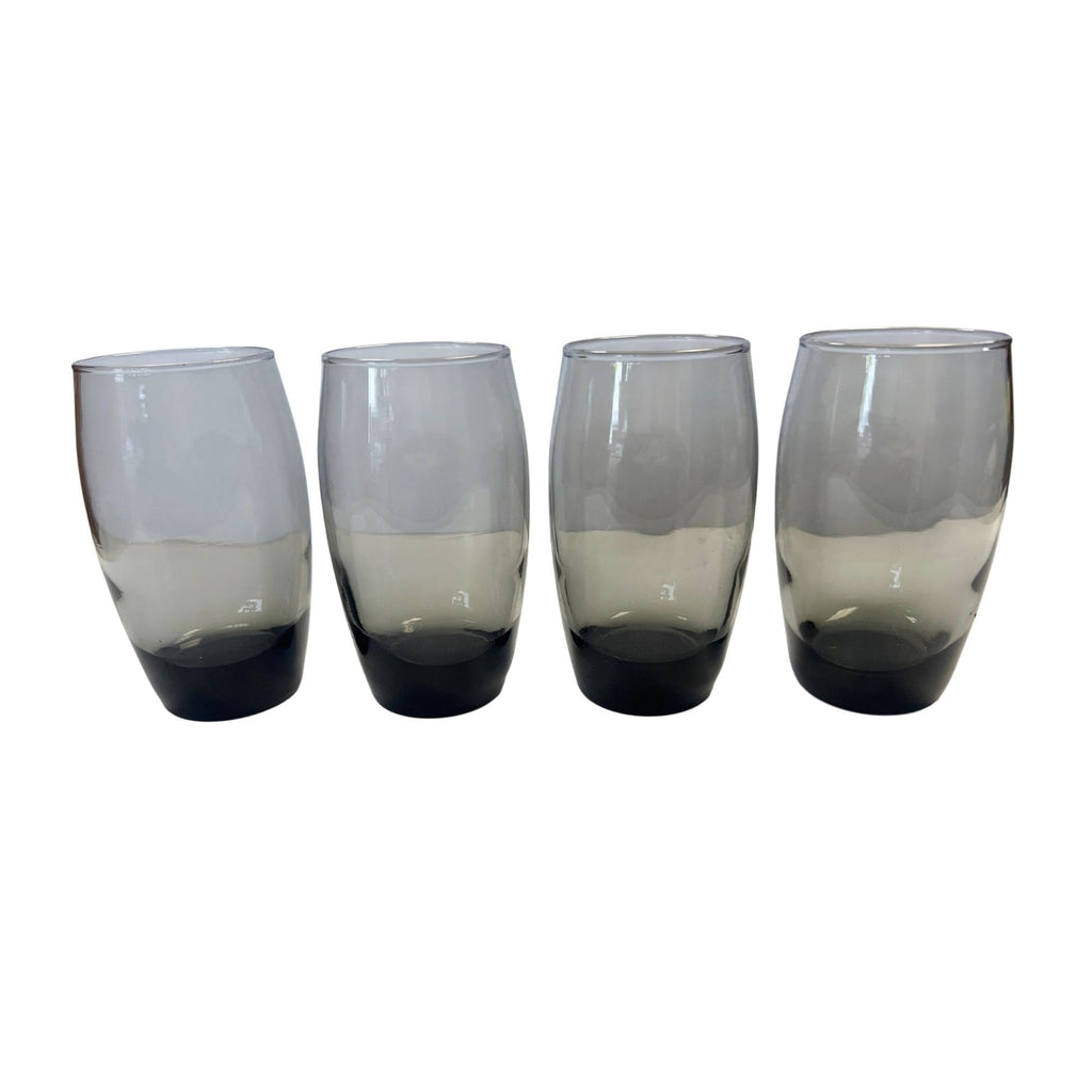 Drinking Water Ice Tea Glasses Roly Polly Grey Smoke Set 4 Vintage Ombre Heavy Bottom Mid Century Drinkware Barware Replacement China