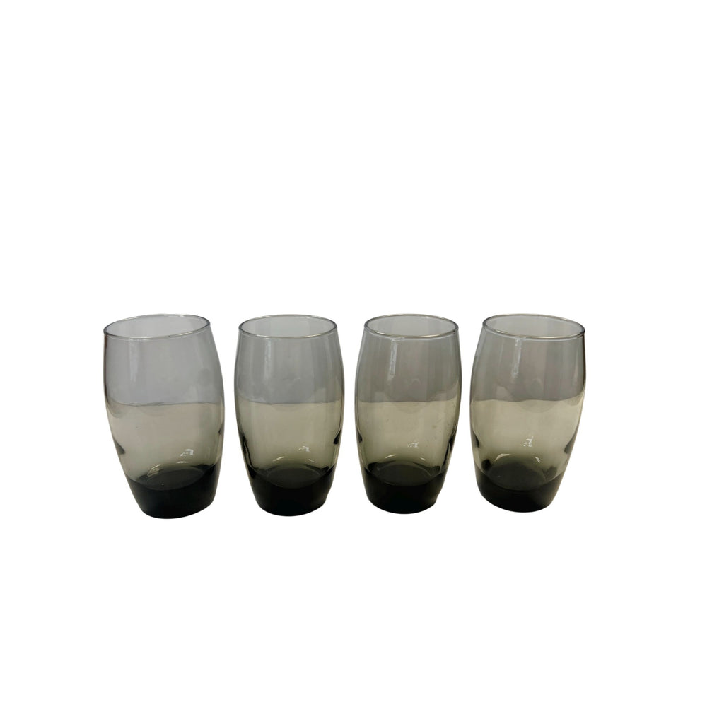 Drinking Water Ice Tea Glasses Roly Polly Grey Smoke Set 4 Vintage Ombre Heavy Bottom Mid Century Drinkware Barware Replacement China