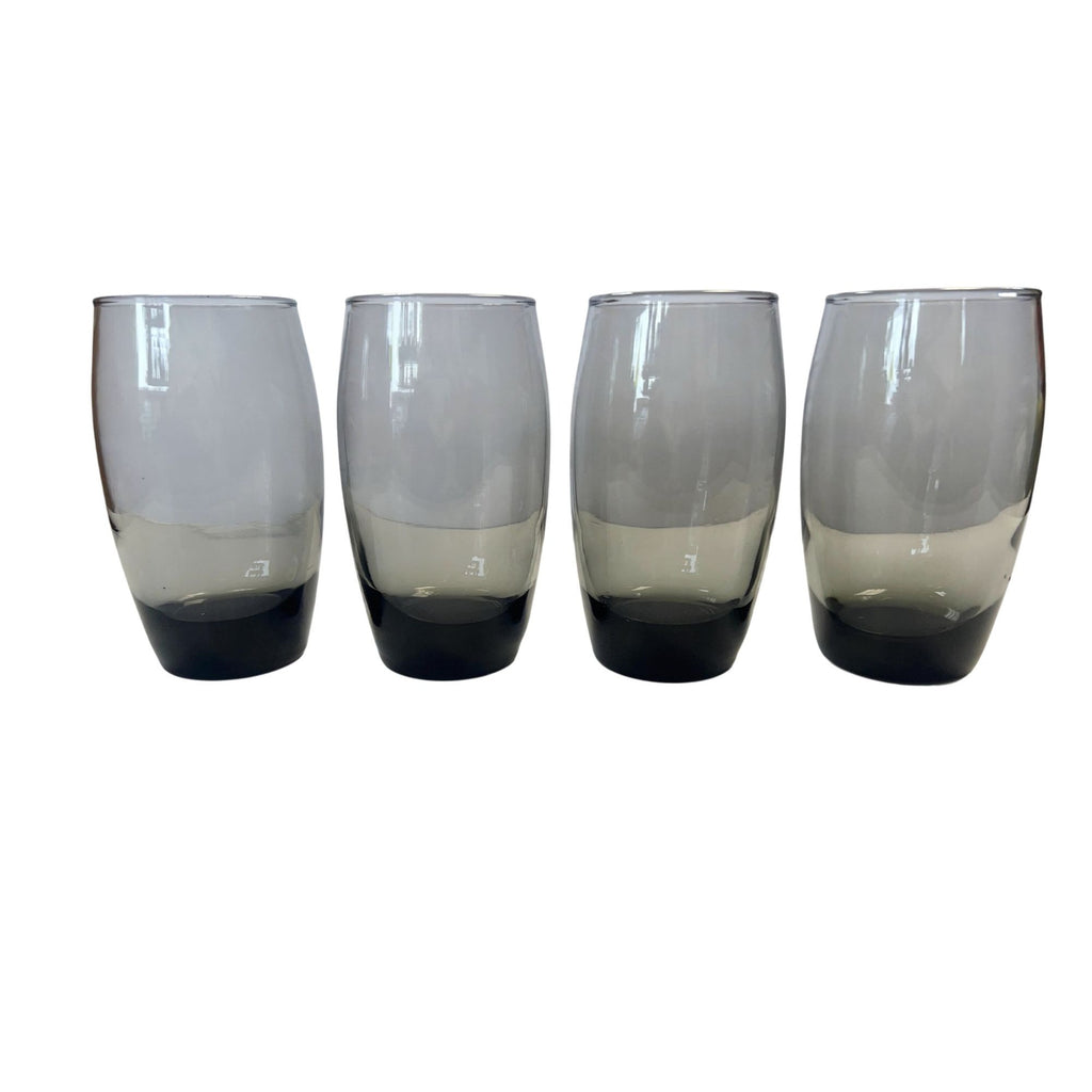 Drinking Water Ice Tea Glasses Roly Polly Grey Smoke Set 4 Vintage Ombre Heavy Bottom Mid Century Drinkware Barware Replacement China