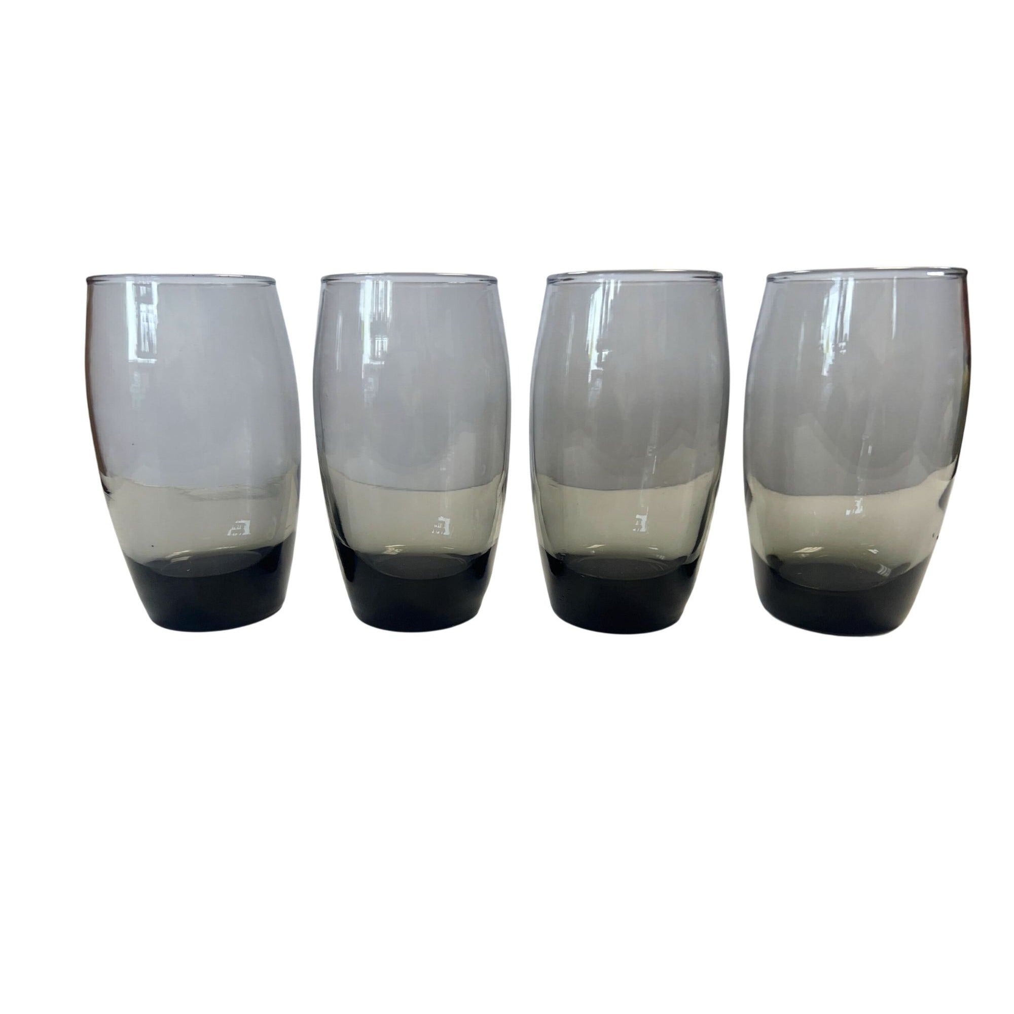 Drinking Water Ice Tea Glasses Roly Polly Grey Smoke Set 4 Vintage Ombre Heavy Bottom Mid Century Drinkware Barware Replacement China