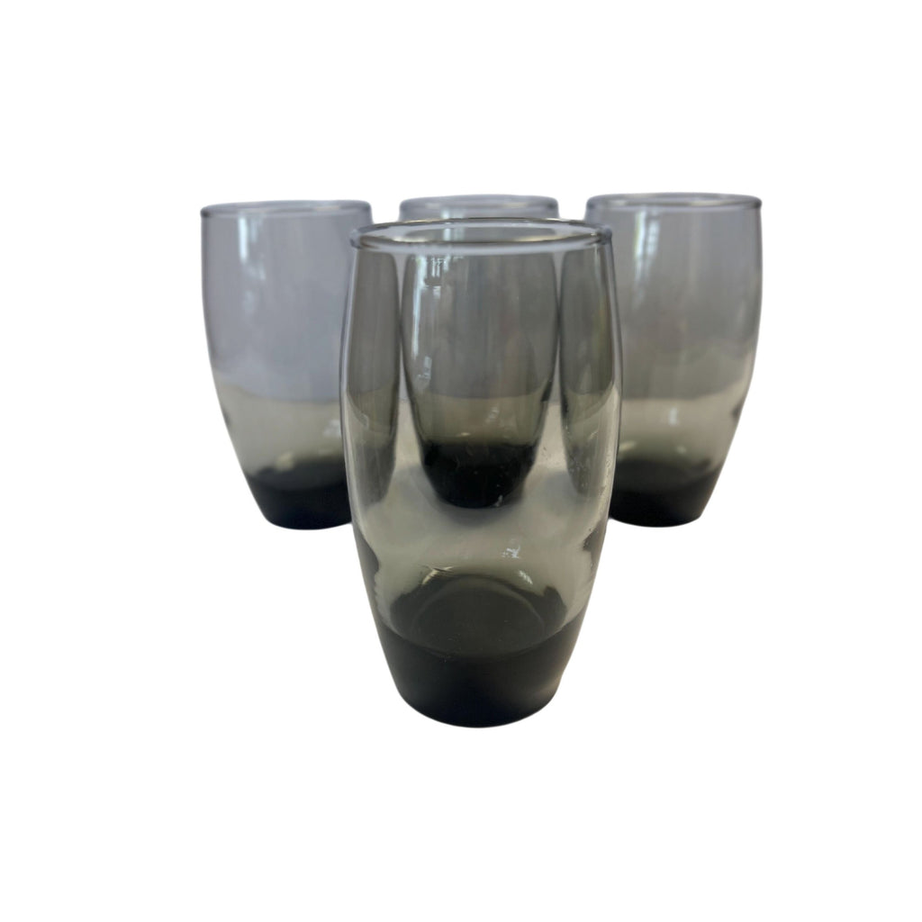 Drinking Water Ice Tea Glasses Roly Polly Grey Smoke Set 4 Vintage Ombre Heavy Bottom Mid Century Drinkware Barware Replacement China