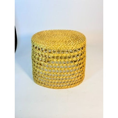 Small Wicker Trash Can Basket Mid Century Natural Fibers Vintage Handwoven Danish Rattan Open Weave Tapered