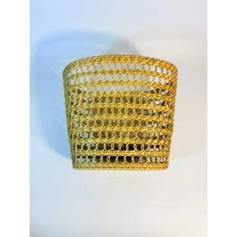 Small Wicker Trash Can Basket Mid Century Natural Fibers Vintage Handwoven Danish Rattan Open Weave Tapered