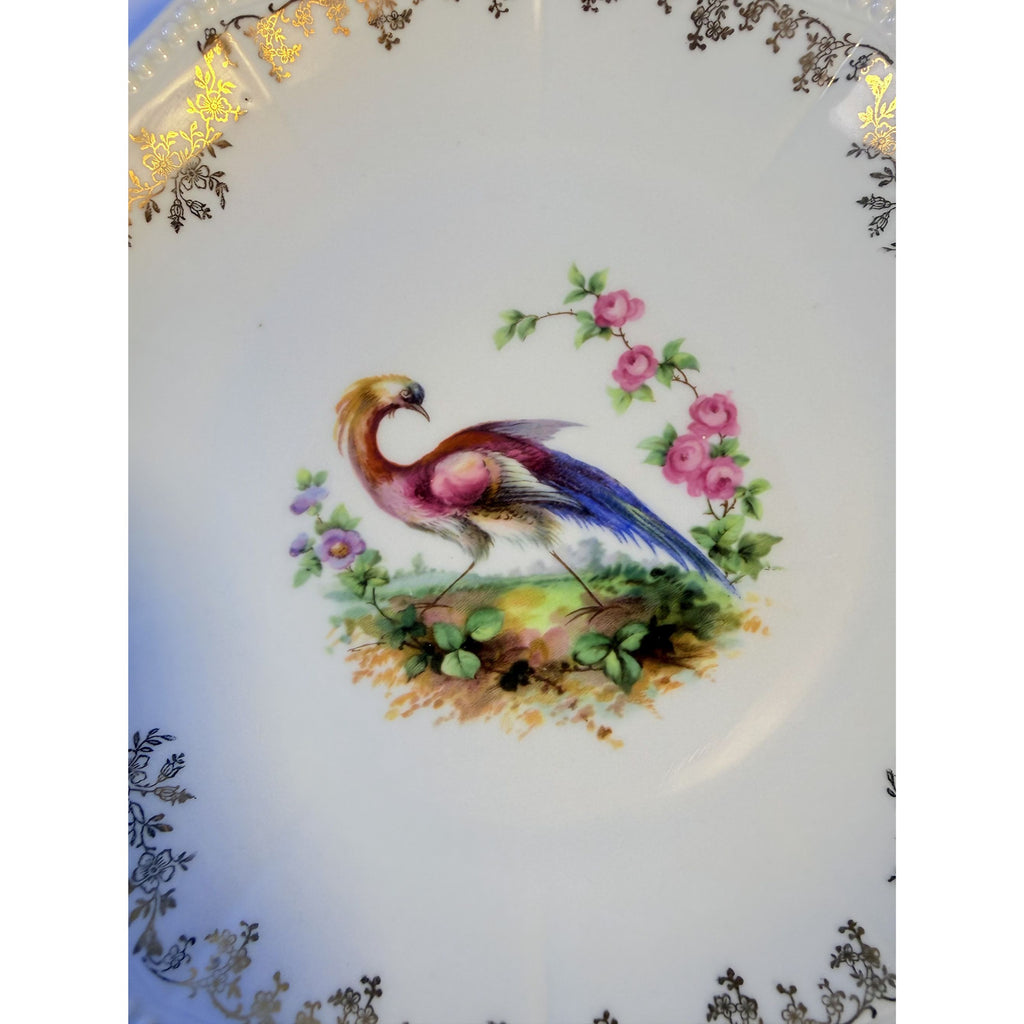 Cake Platter Plate Peaccock Otto Gruenert Kahla Iridescent Bird Design German Replacement China Galler Wall Art Serving Pieces Floral Gold