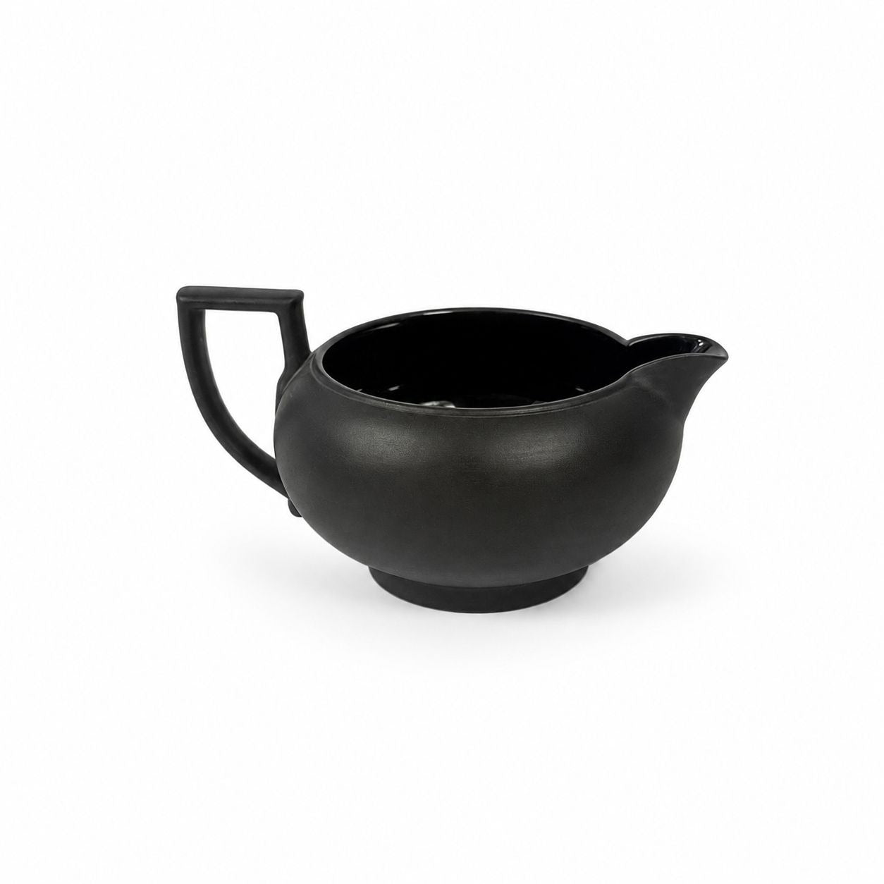 Creamer Pitcher Vintage Wedgwood Black Basalt Jasperware Matte Black glazed inside, 20th Century piece Made in England Replacement China