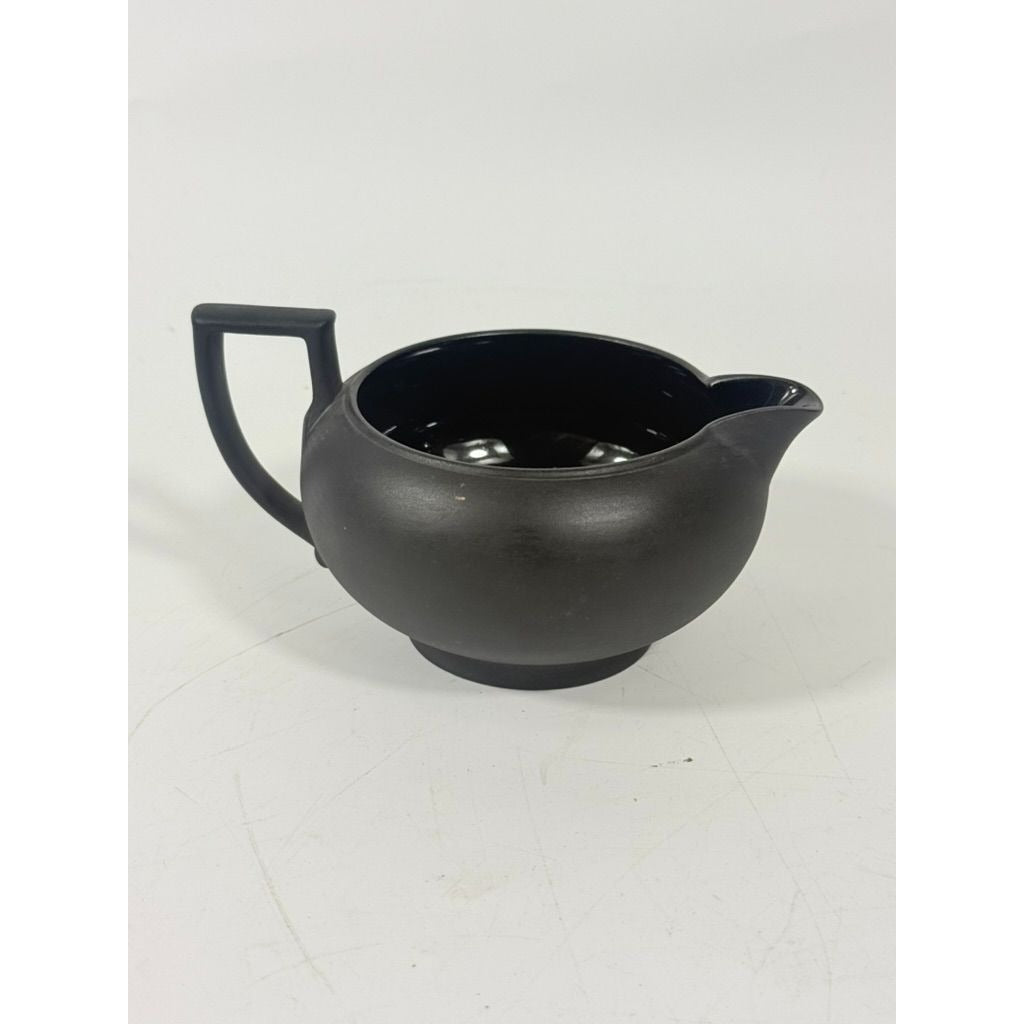 Creamer Pitcher Vintage Wedgwood Black Basalt Jasperware Matte Black glazed inside, 20th Century piece Made in England Replacement China