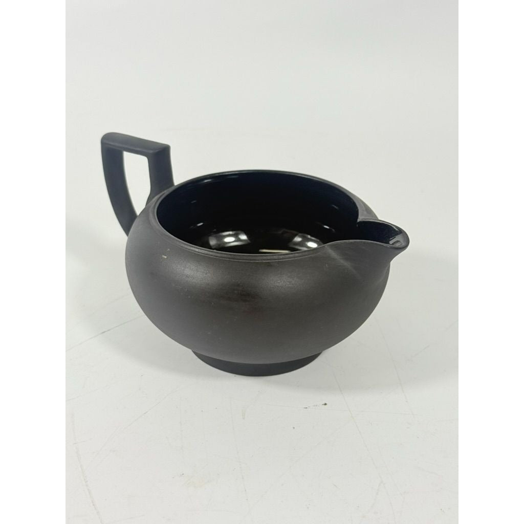 Creamer Pitcher Vintage Wedgwood Black Basalt Jasperware Matte Black glazed inside, 20th Century piece Made in England Replacement China