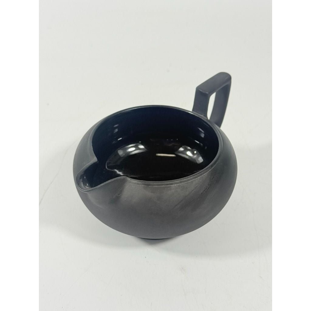 Creamer Pitcher Vintage Wedgwood Black Basalt Jasperware Matte Black glazed inside, 20th Century piece Made in England Replacement China