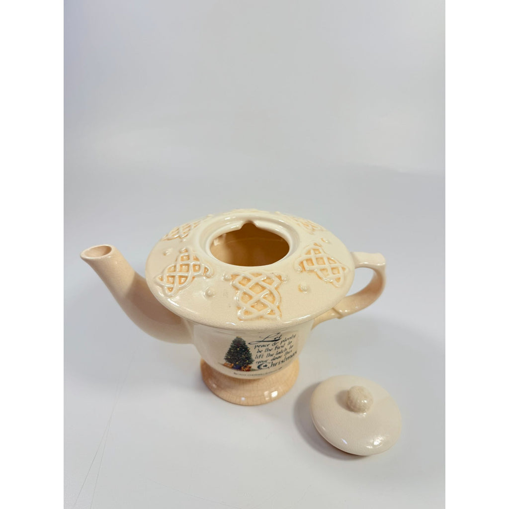Christmas Irish Christmas Blessing Teapot | Vintage Ceramic Porcelain Holiday Seasonal Serving Replacement China Hostess Tea Party Shamrock