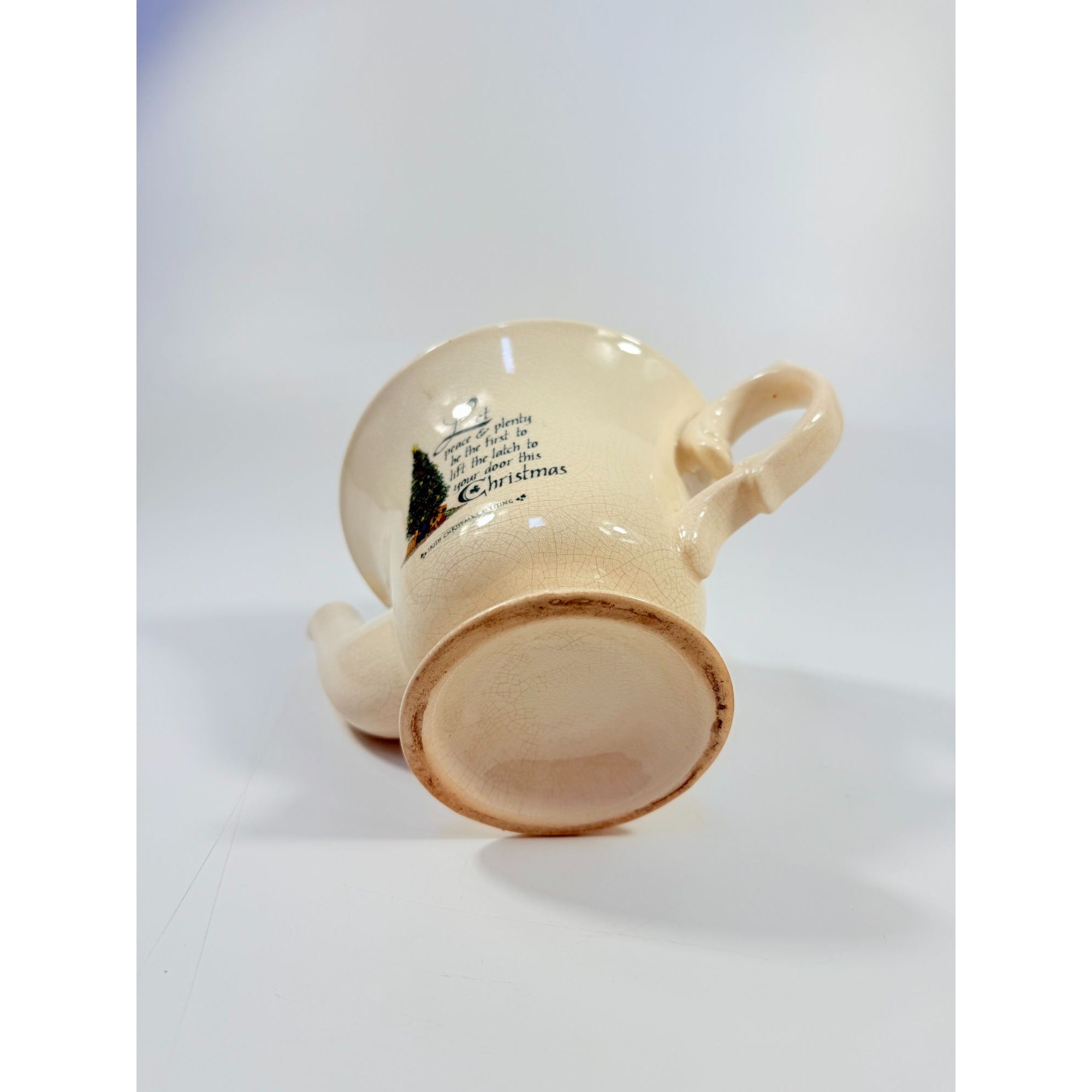 Christmas Irish Christmas Blessing Teapot | Vintage Ceramic Porcelain Holiday Seasonal Serving Replacement China Hostess Tea Party Shamrock