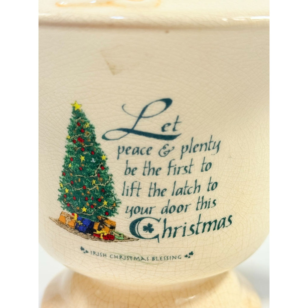 Christmas Irish Christmas Blessing Teapot | Vintage Ceramic Porcelain Holiday Seasonal Serving Replacement China Hostess Tea Party Shamrock