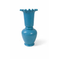 Blue Vase Bristol Glass Ruffled Antique Hand Blown Opaline Crimped Baluster-shaped Victorian Home Decor Decorative Accents Collectible
