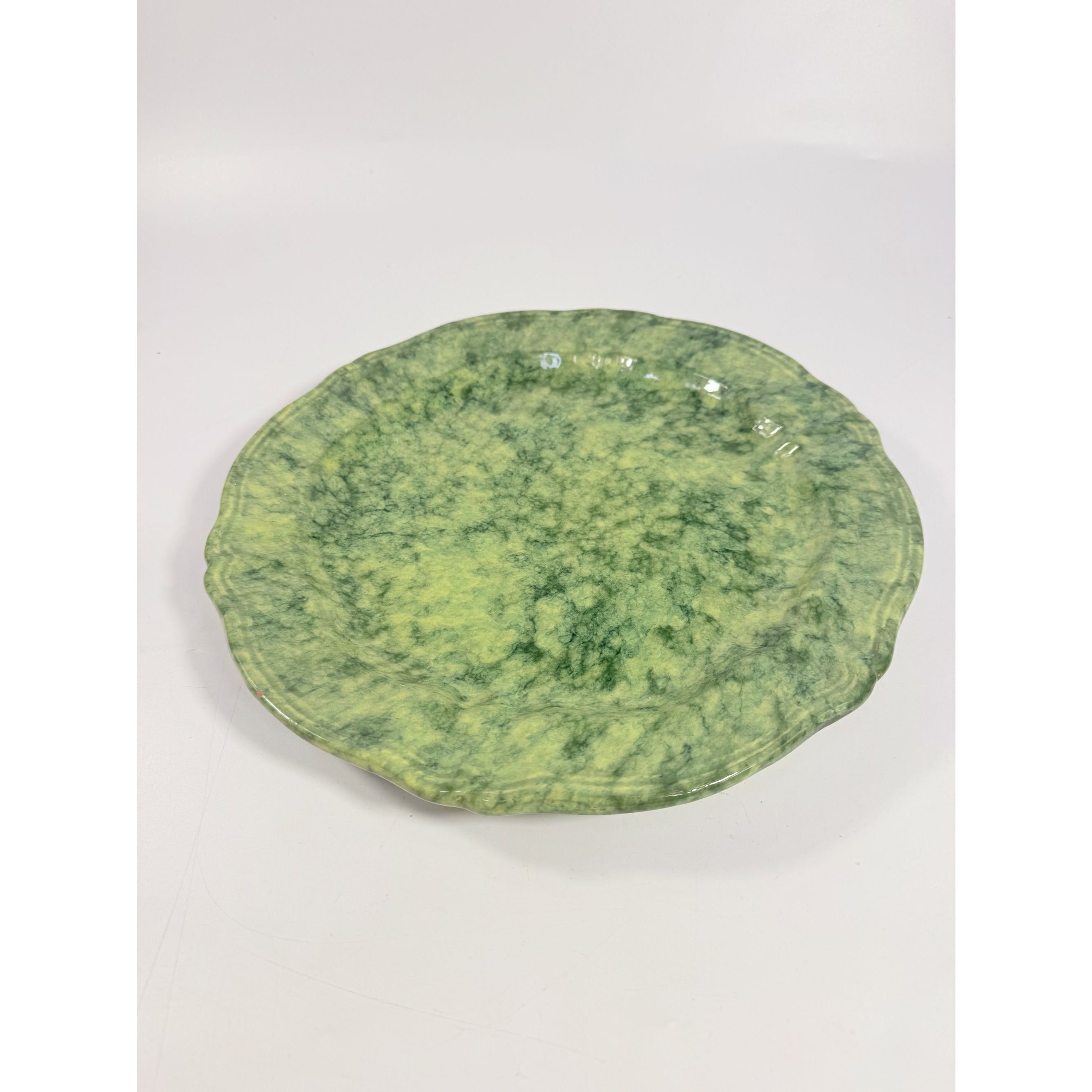 Serving Platter Chop Plate Italian Pottery Cantagalli Florance Italy Green Spongeware Replacement China Wedding Traditional Grand Millenial
