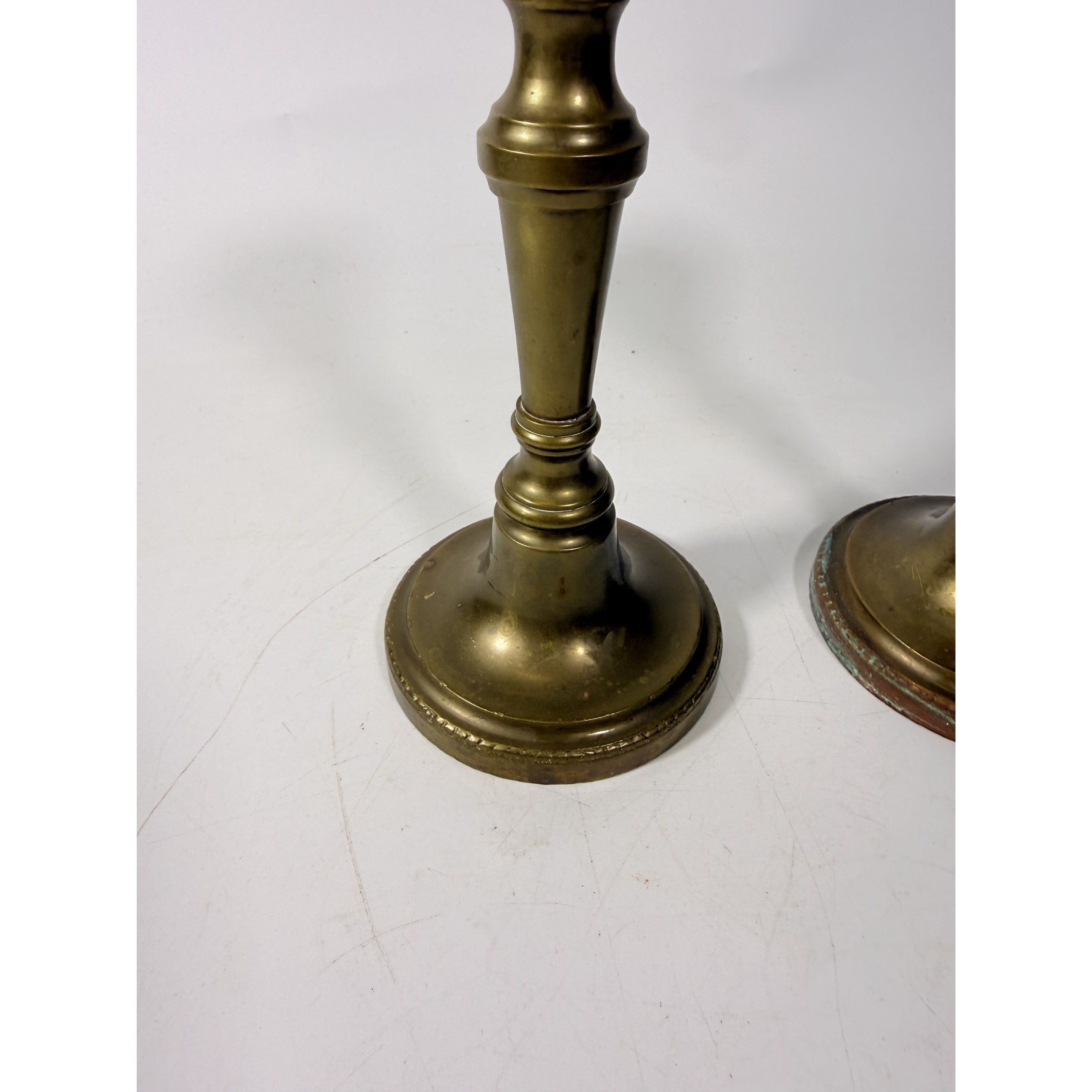 Solid Brass Candlesticks Pair Early 20th Century Vintage Metal Traditional Table Home Decor Centerpiece Candle Holder English Decorative