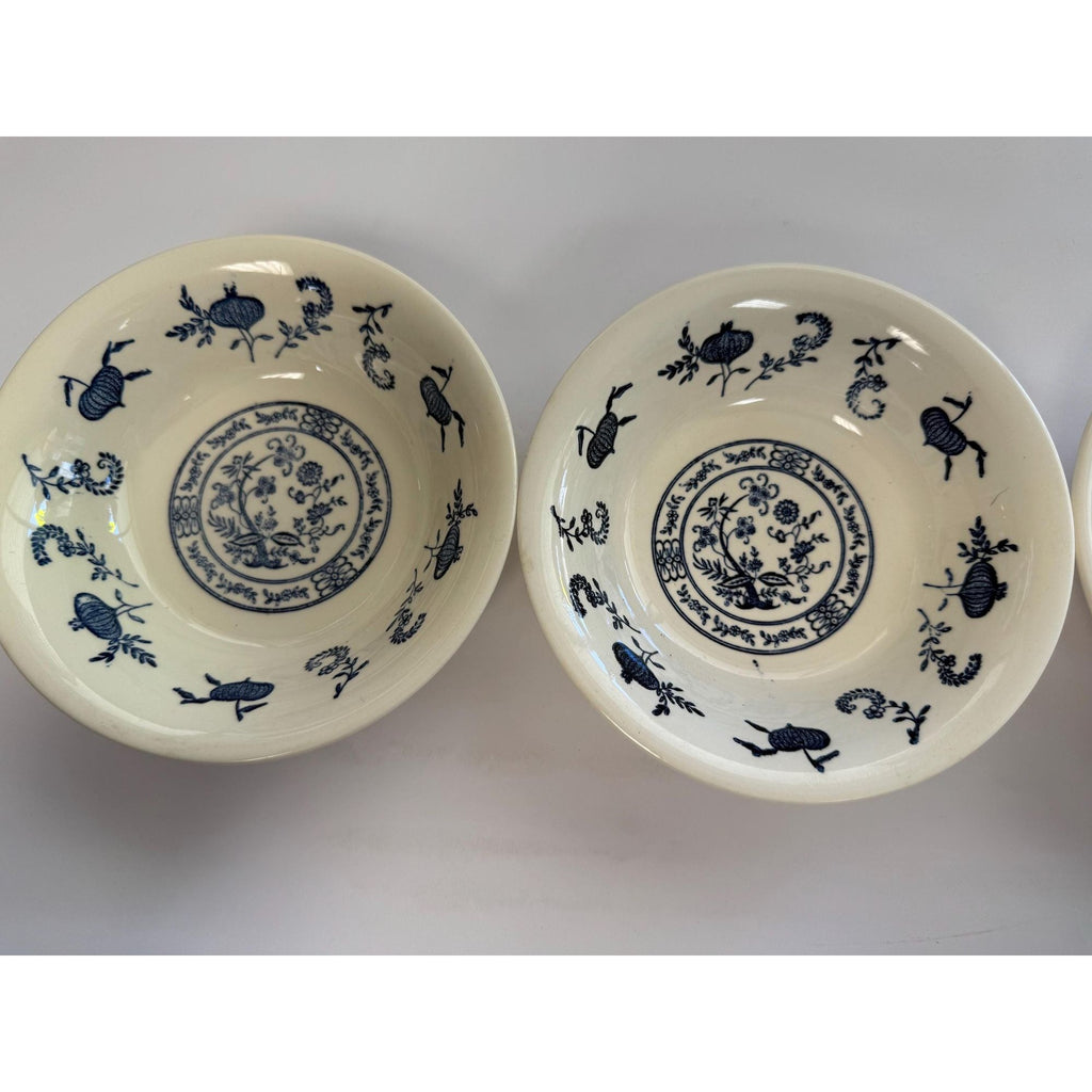 Ironstone Coupe Cereal Bowls Set 3 Pottery Blue Onion Pattern SCIOBlue andGranny core Traditional Grand Millennial Replacement China