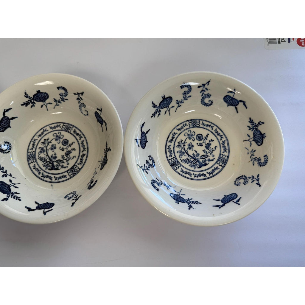 Ironstone Coupe Cereal Bowls Set 3 Pottery Blue Onion Pattern SCIOBlue andGranny core Traditional Grand Millennial Replacement China