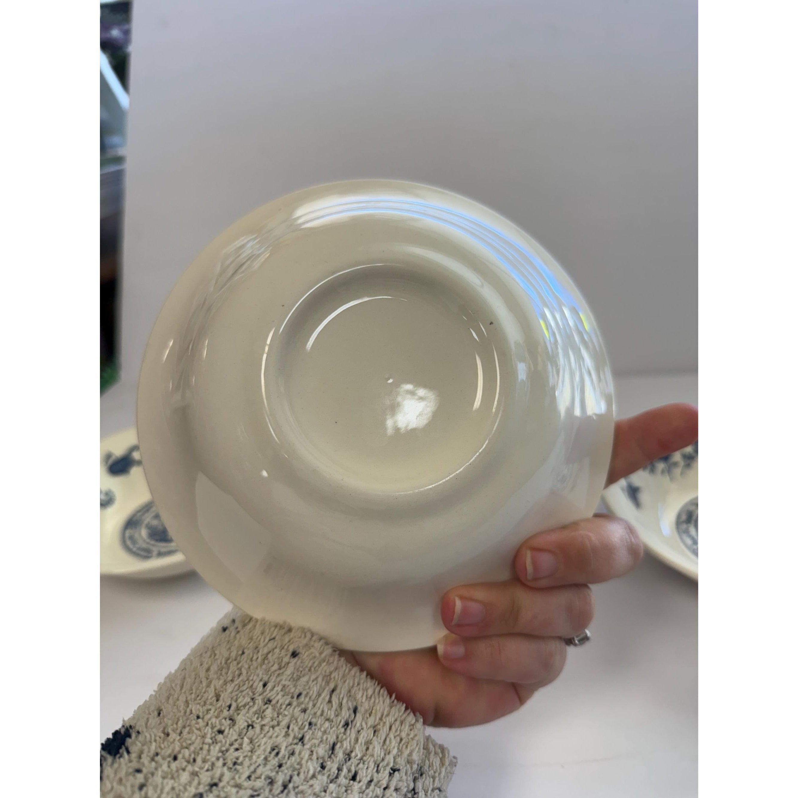 Ironstone Coupe Cereal Bowls Set 3 Pottery Blue Onion Pattern SCIOBlue andGranny core Traditional Grand Millennial Replacement China