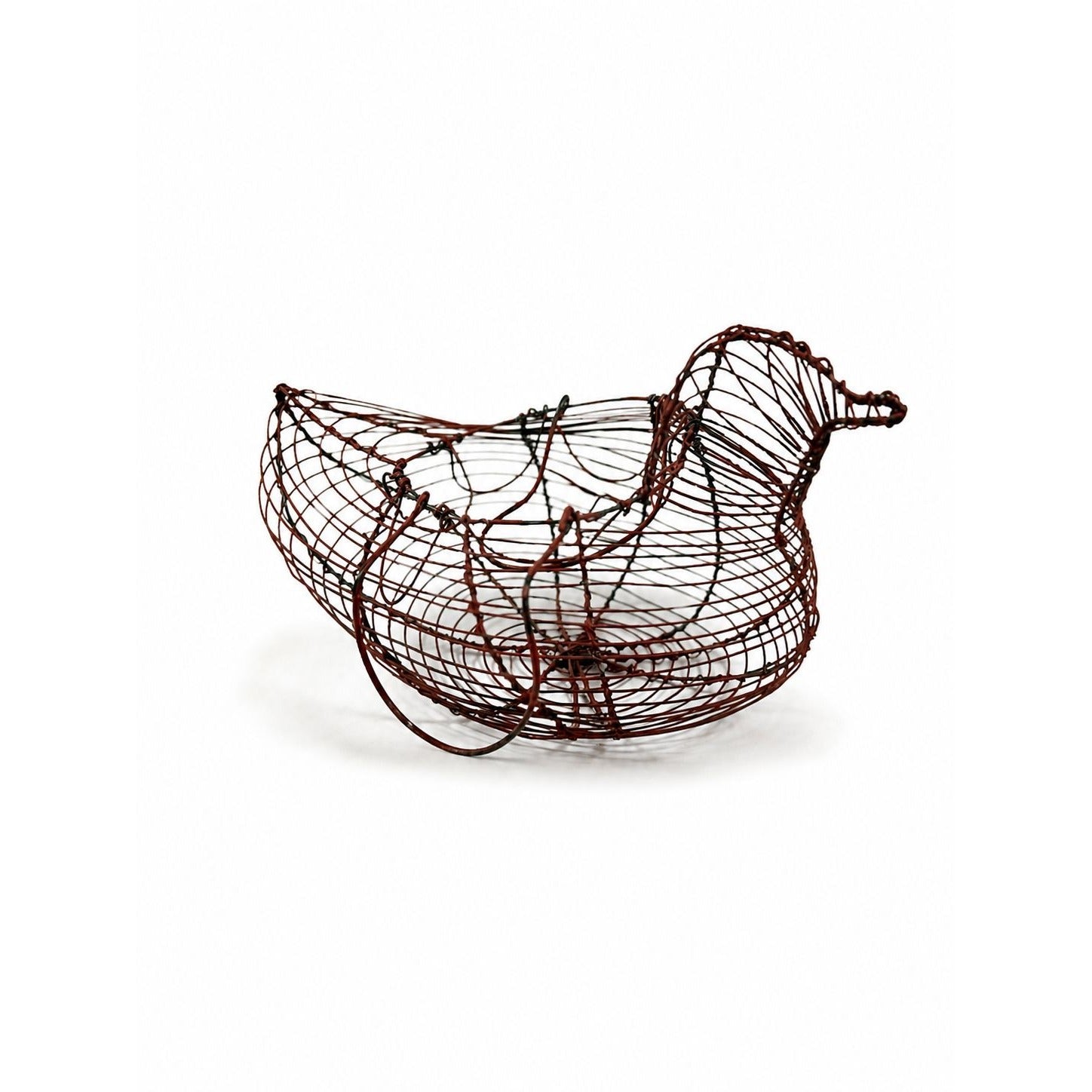 Wire Basket Copper Wire Hen Chicken Egg Holder With Handles Red Vintage Farmhouse Primitive Country Granny Cottage Core Kitchen Decor