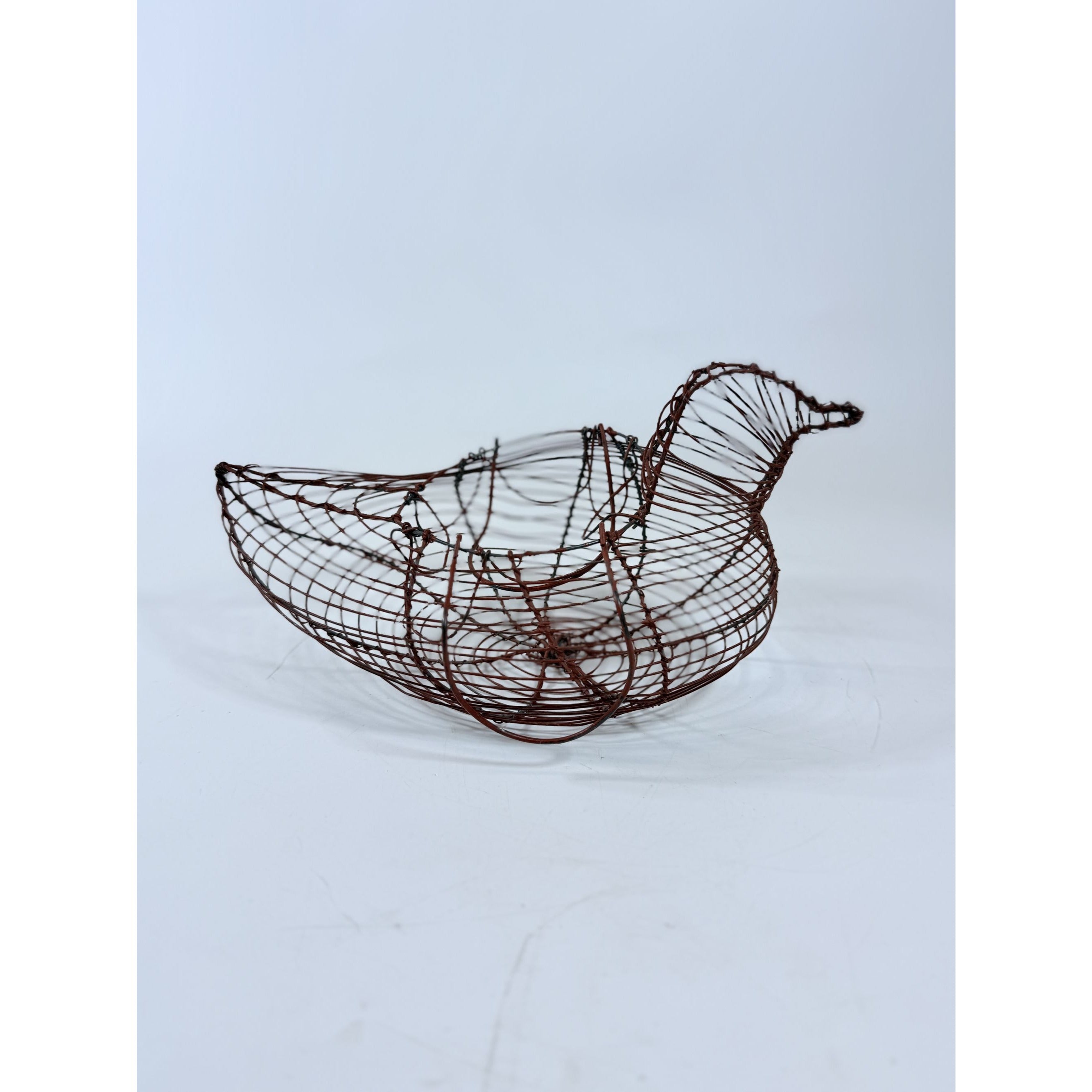 Wire Basket Copper Wire Hen Chicken Egg Holder With Handles Red Vintage Farmhouse Primitive Country Granny Cottage Core Kitchen Decor