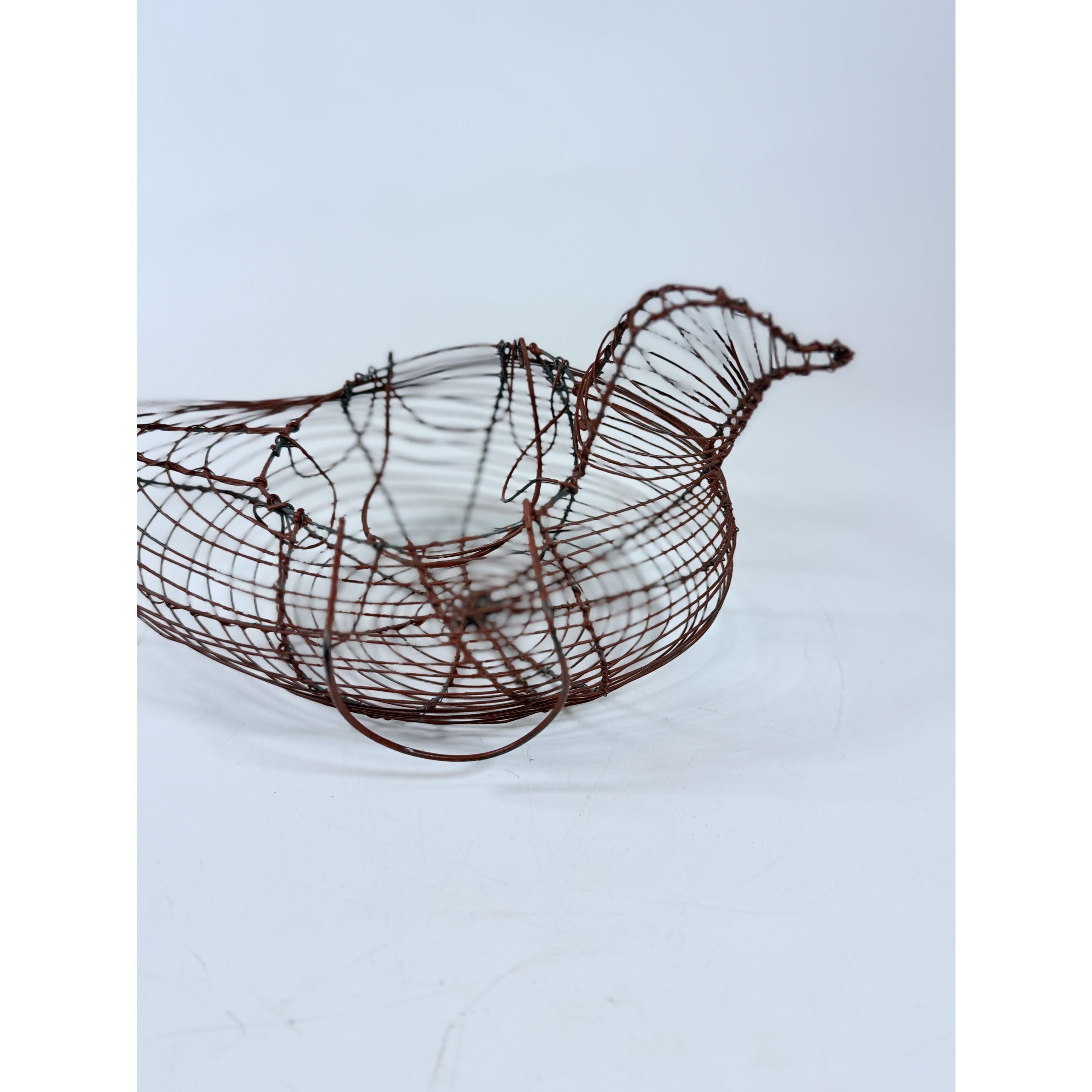 Wire Basket Copper Wire Hen Chicken Egg Holder With Handles Red Vintage Farmhouse Primitive Country Granny Cottage Core Kitchen Decor