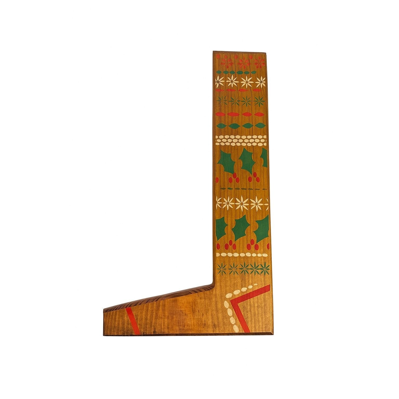 Wall Front Door Decor Wooden Stocking Hand Painted Scandanavian Style Christmas Holiday Decor Handmade Vintage Farmhouse Primitive Country