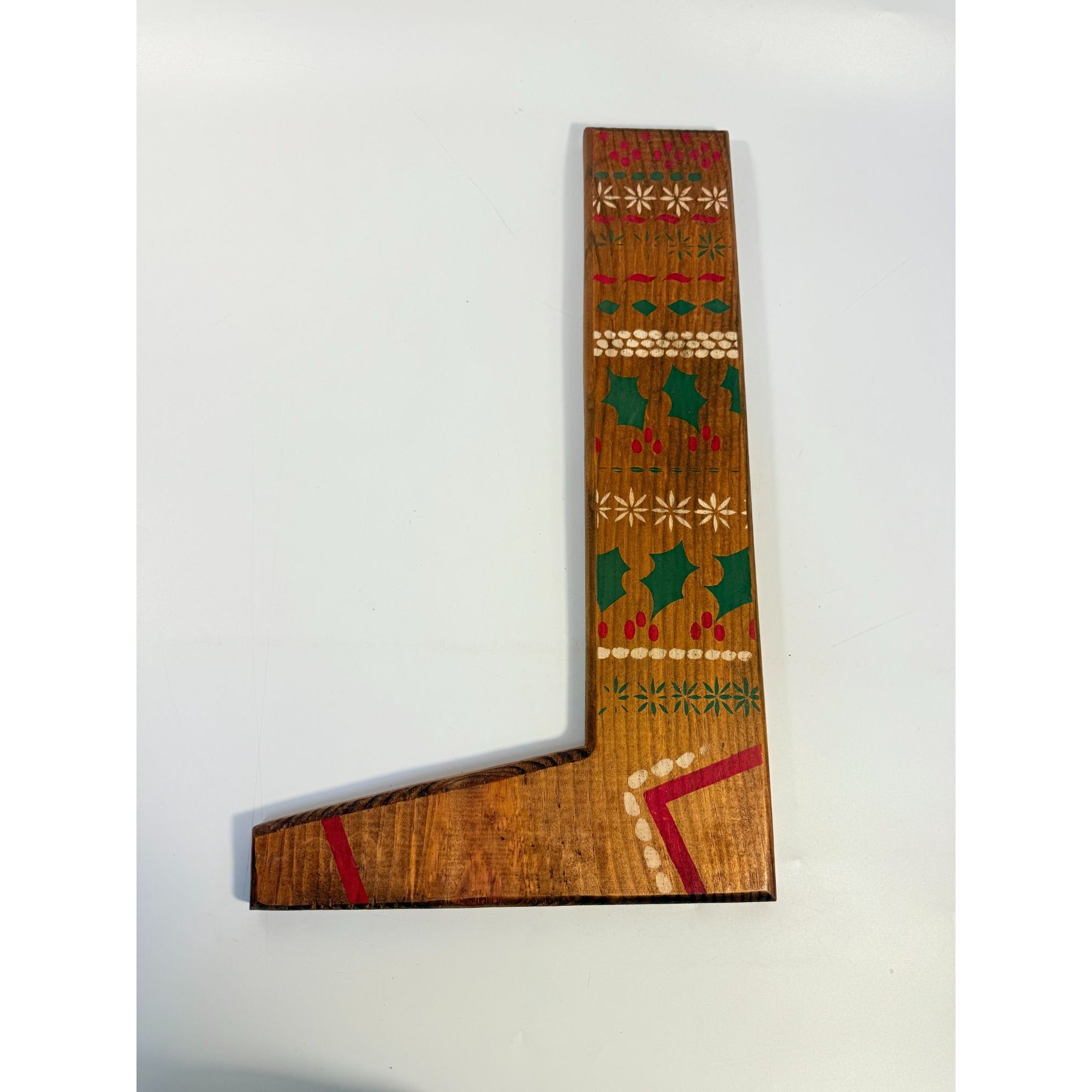 Wall Front Door Decor Wooden Stocking Hand Painted Scandanavian Style Christmas Holiday Decor Handmade Vintage Farmhouse Primitive Country