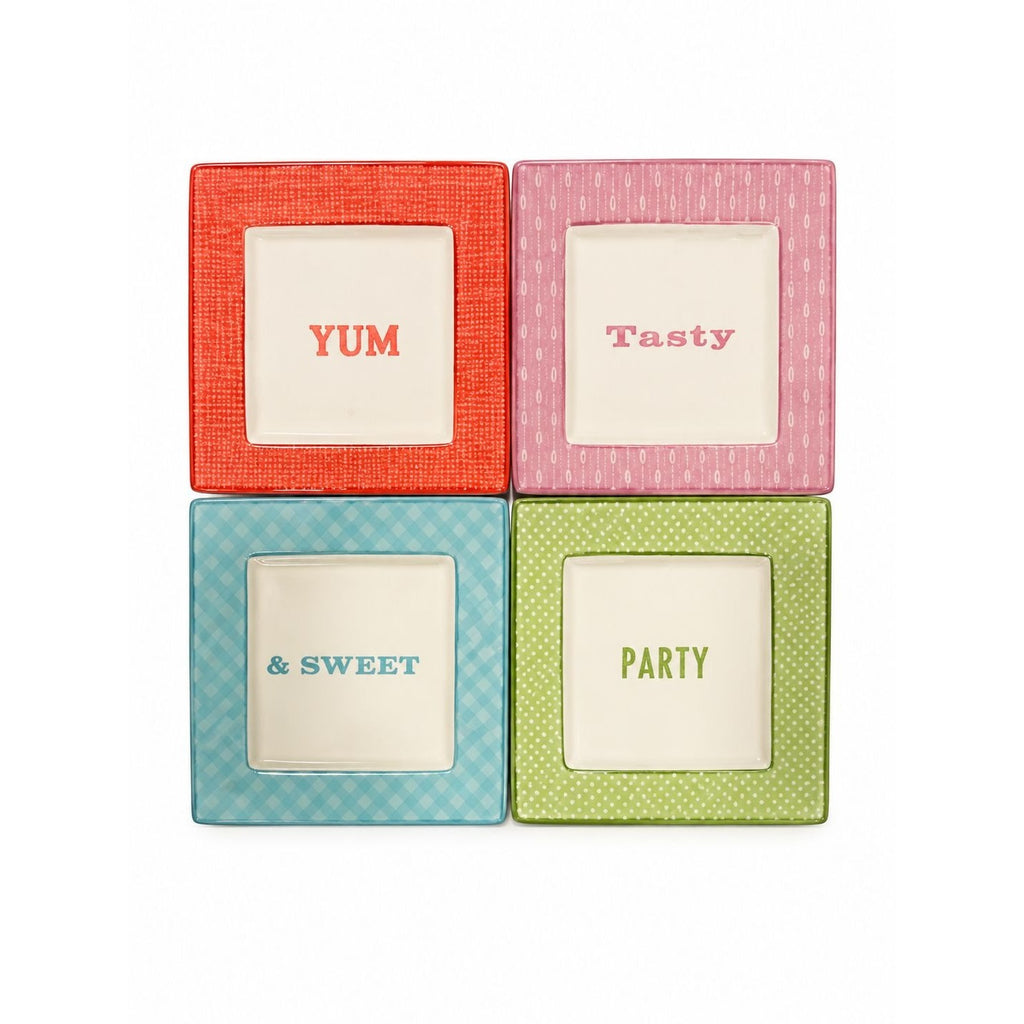 Appitizer Plates Martha Stewart Collection Macys Dish of Day Set 4 Colorful Hostess Dinnerware Party Sweet Yum Party Tasty Replacement China