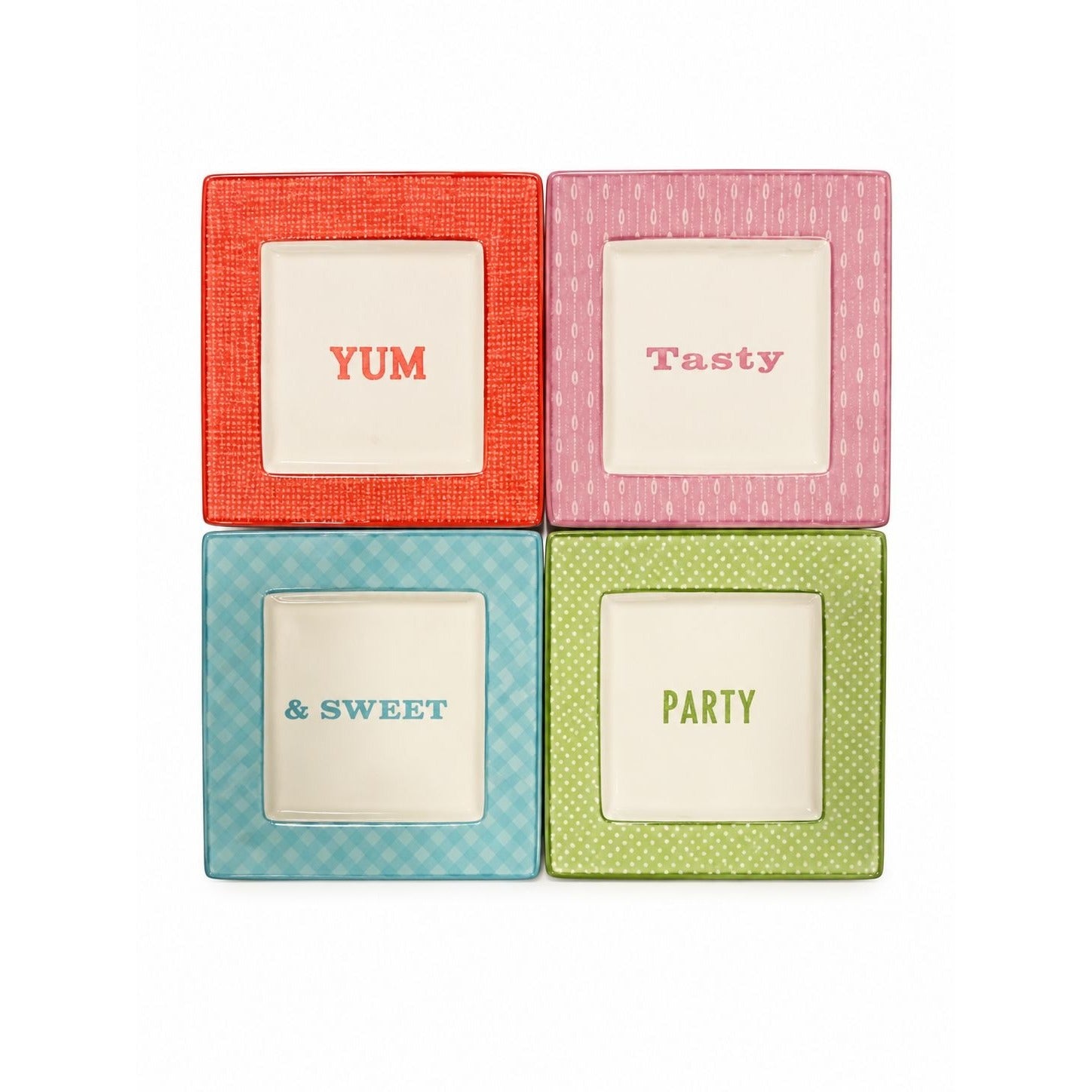 Appitizer Plates Martha Stewart Collection Macys Dish of Day Set 4 Colorful Hostess Dinnerware Party Sweet Yum Party Tasty Replacement China