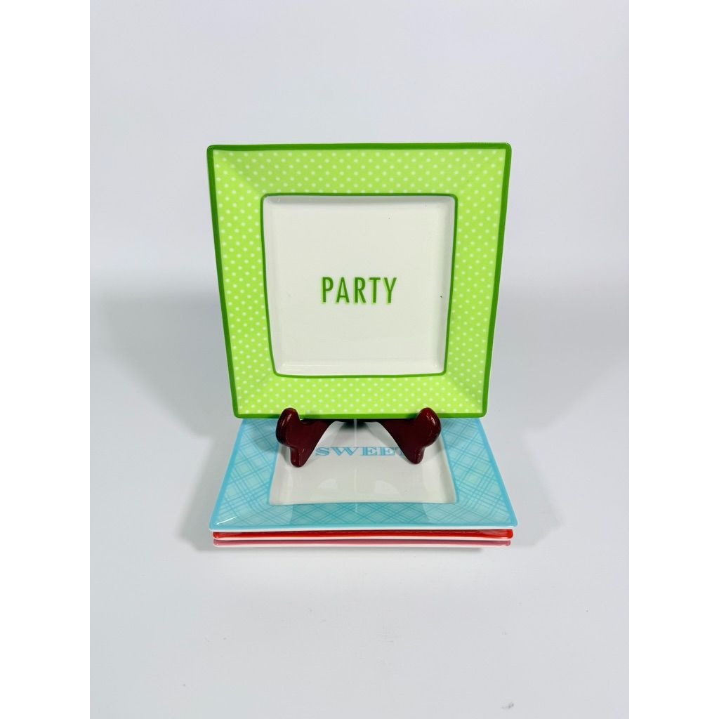 Appitizer Plates Martha Stewart Collection Macys Dish of Day Set 4 Colorful Hostess Dinnerware Party Sweet Yum Party Tasty Replacement China