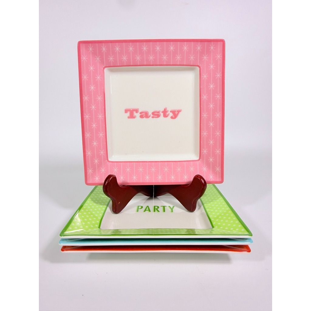 Appitizer Plates Martha Stewart Collection Macys Dish of Day Set 4 Colorful Hostess Dinnerware Party Sweet Yum Party Tasty Replacement China
