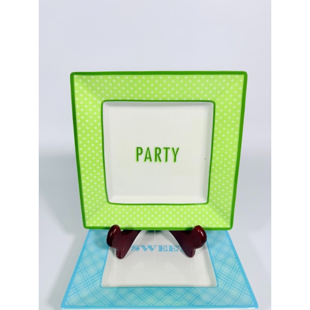 Appitizer Plates Martha Stewart Collection Macys Dish of Day Set 4 Colorful Hostess Dinnerware Party Sweet Yum Party Tasty Replacement China