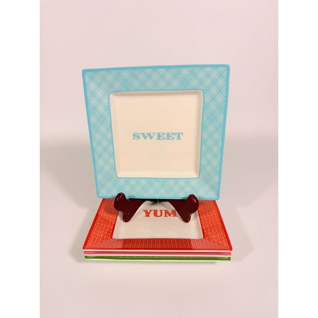 Appitizer Plates Martha Stewart Collection Macys Dish of Day Set 4 Colorful Hostess Dinnerware Party Sweet Yum Party Tasty Replacement China