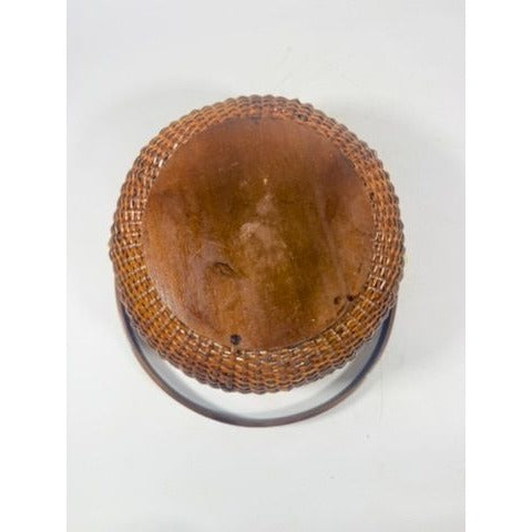 Nantucket lightship basket -Wicker Handled Handmade Wood Bottom Vintage collectible