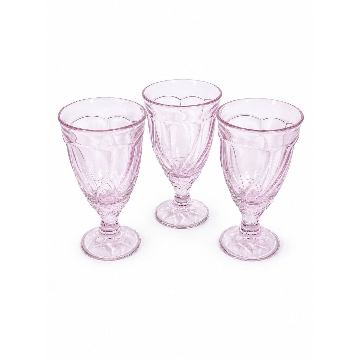 Noritake Pink Swirl Ice Tea Goblets Set 3 Vintage Retired Replacement Glassware Stemware Barware Hostess Drinking Glasses