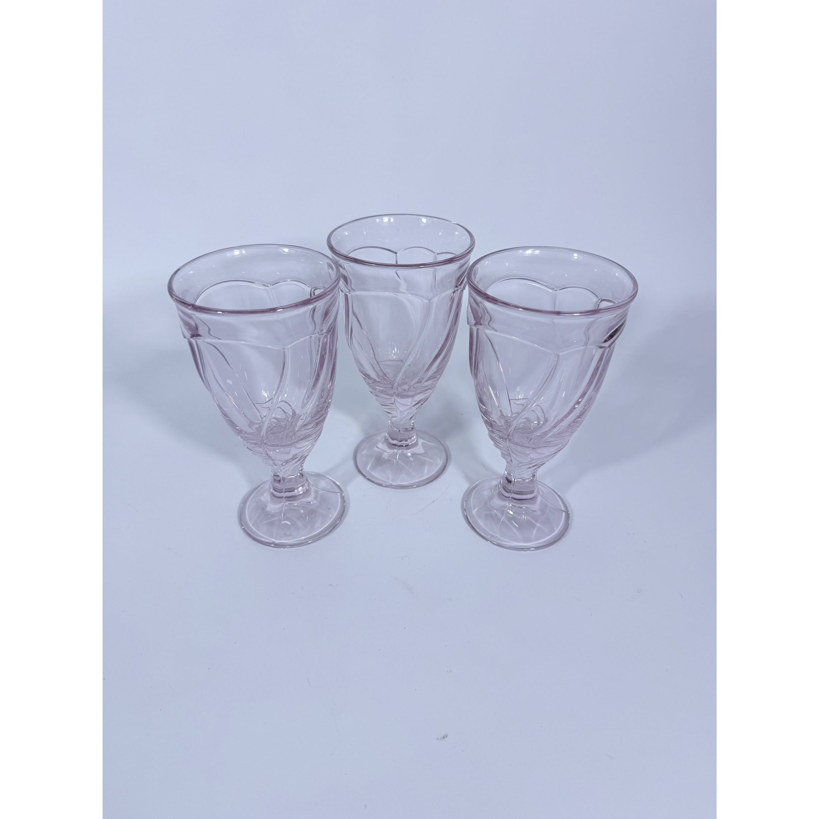 Noritake Pink Swirl Ice Tea Goblets Set 3 Vintage Retired Replacement Glassware Stemware Barware Hostess Drinking Glasses