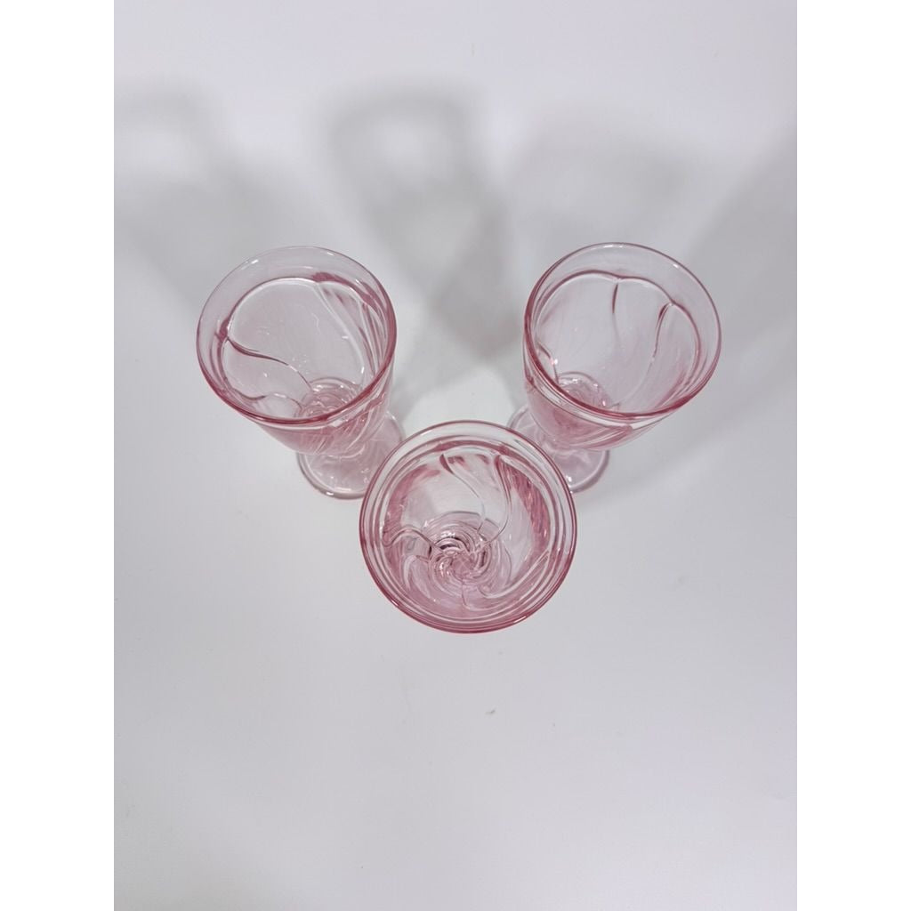 Noritake Pink Swirl Ice Tea Goblets Set 3 Vintage Retired Replacement Glassware Stemware Barware Hostess Drinking Glasses