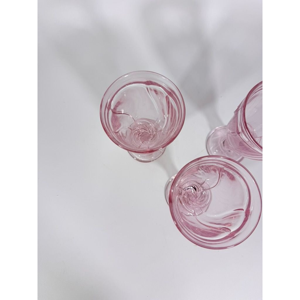 Noritake Pink Swirl Ice Tea Goblets Set 3 Vintage Retired Replacement Glassware Stemware Barware Hostess Drinking Glasses