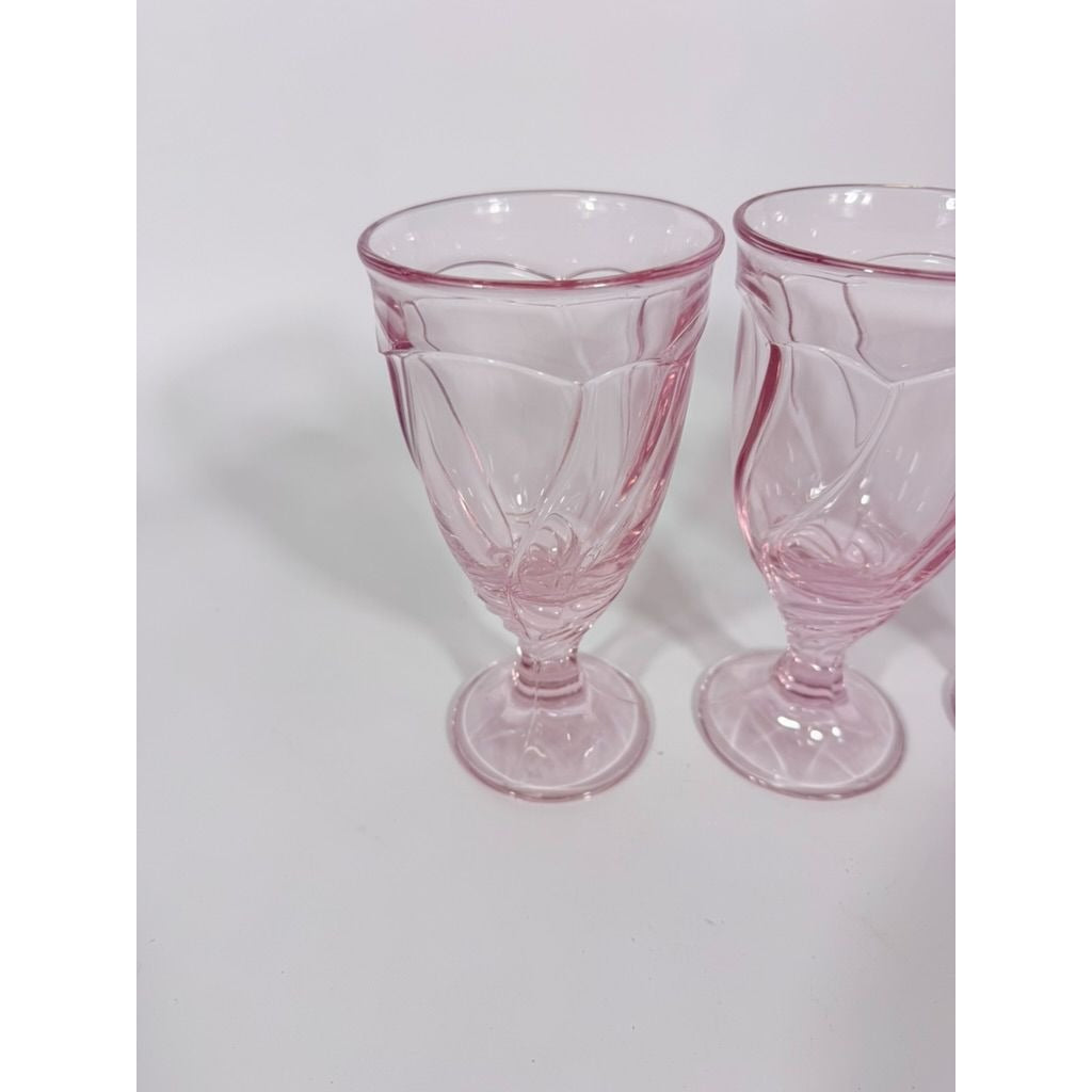 Noritake Pink Swirl Ice Tea Goblets Set 3 Vintage Retired Replacement Glassware Stemware Barware Hostess Drinking Glasses