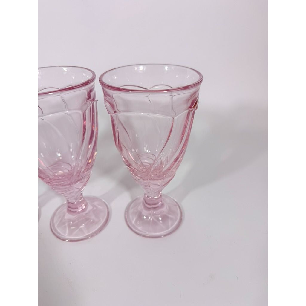 Noritake Pink Swirl Ice Tea Goblets Set 3 Vintage Retired Replacement Glassware Stemware Barware Hostess Drinking Glasses