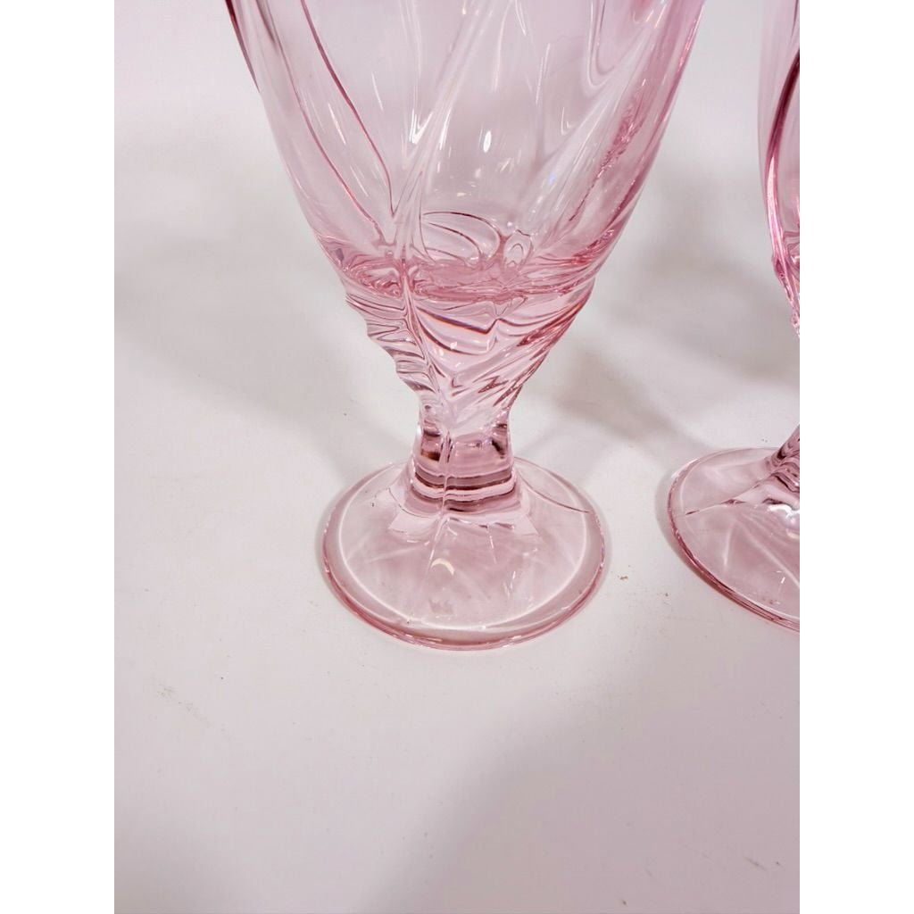 Noritake Pink Swirl Ice Tea Goblets Set 3 Vintage Retired Replacement Glassware Stemware Barware Hostess Drinking Glasses