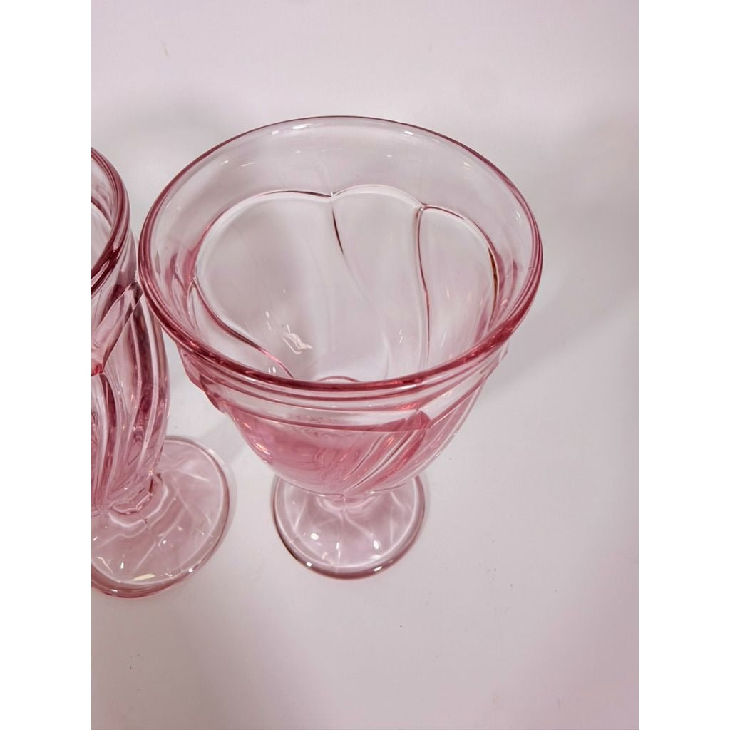 Noritake Pink Swirl Ice Tea Goblets Set 3 Vintage Retired Replacement Glassware Stemware Barware Hostess Drinking Glasses