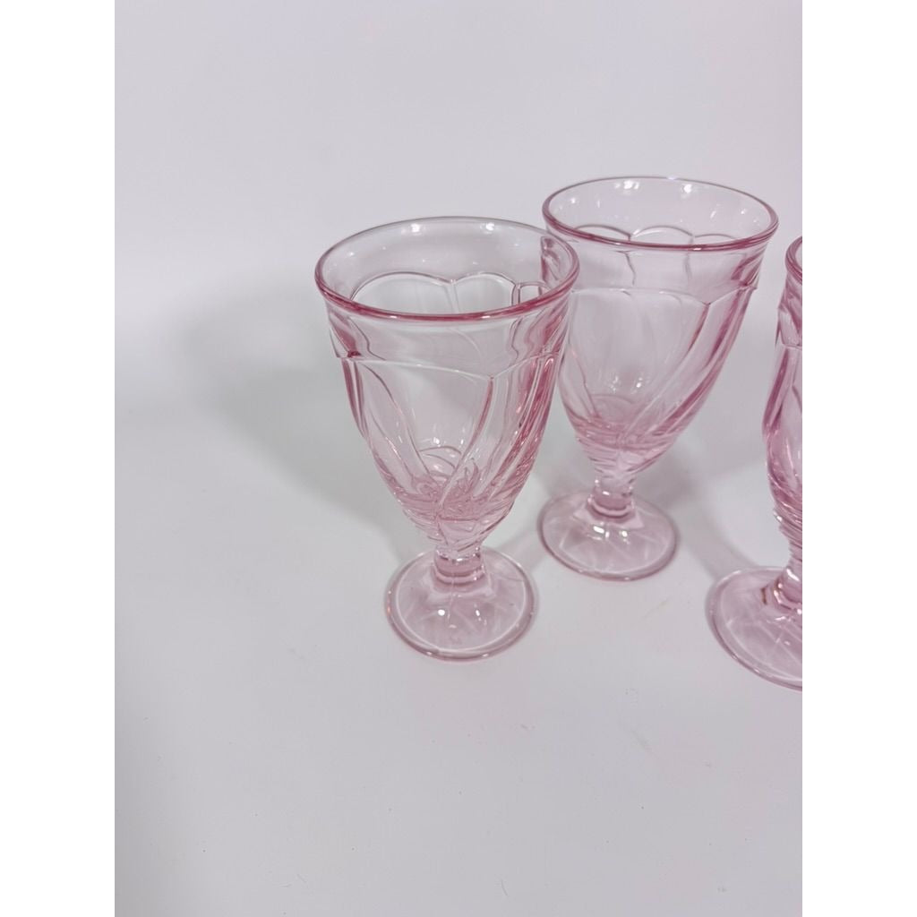 Noritake Pink Swirl Ice Tea Goblets Set 3 Vintage Retired Replacement Glassware Stemware Barware Hostess Drinking Glasses
