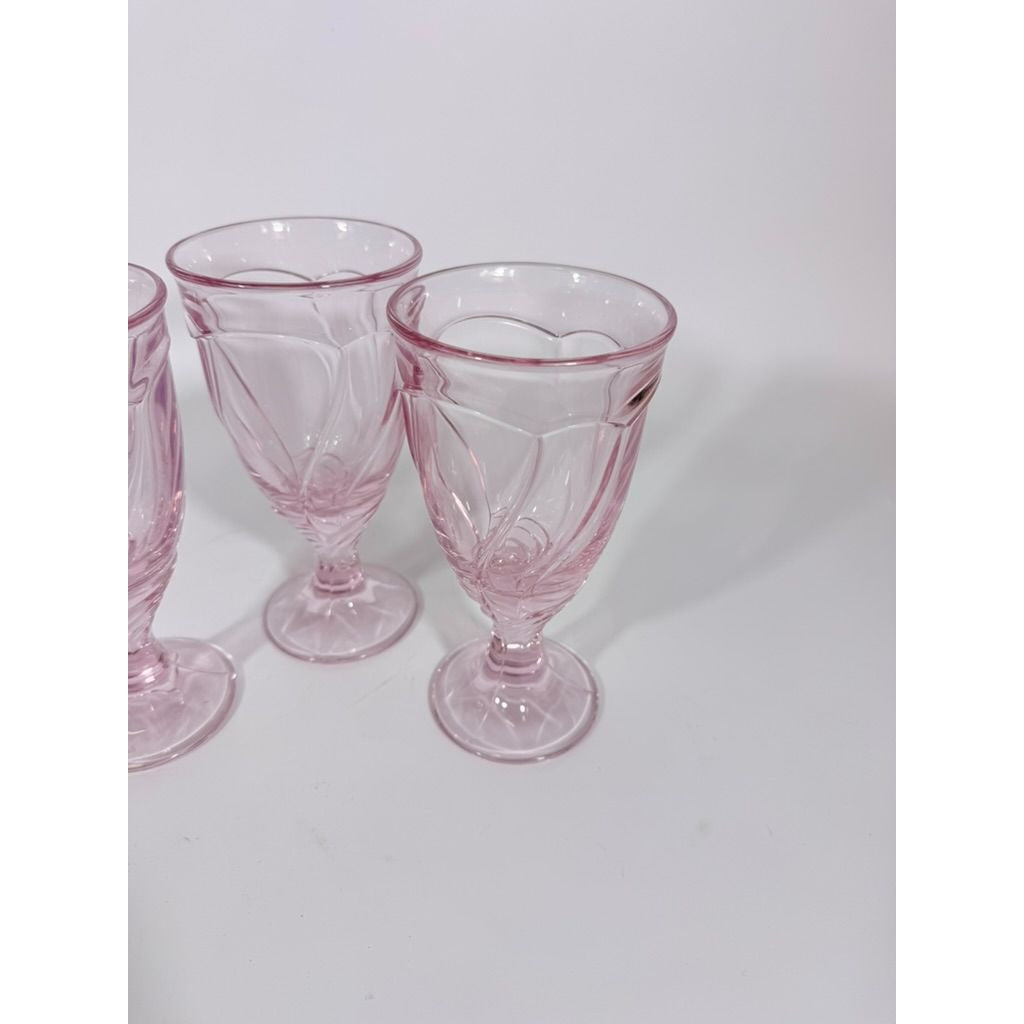 Noritake Pink Swirl Ice Tea Goblets Set 3 Vintage Retired Replacement Glassware Stemware Barware Hostess Drinking Glasses