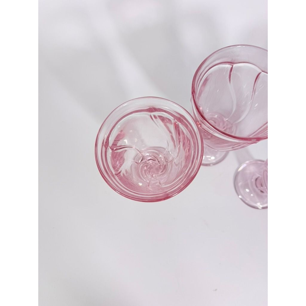 Noritake Pink Swirl Ice Tea Goblets Set 3 Vintage Retired Replacement Glassware Stemware Barware Hostess Drinking Glasses