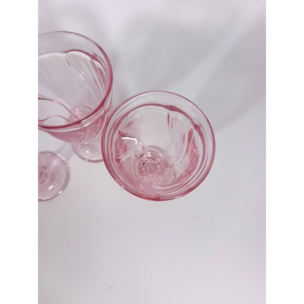 Noritake Pink Swirl Ice Tea Goblets Set 3 Vintage Retired Replacement Glassware Stemware Barware Hostess Drinking Glasses