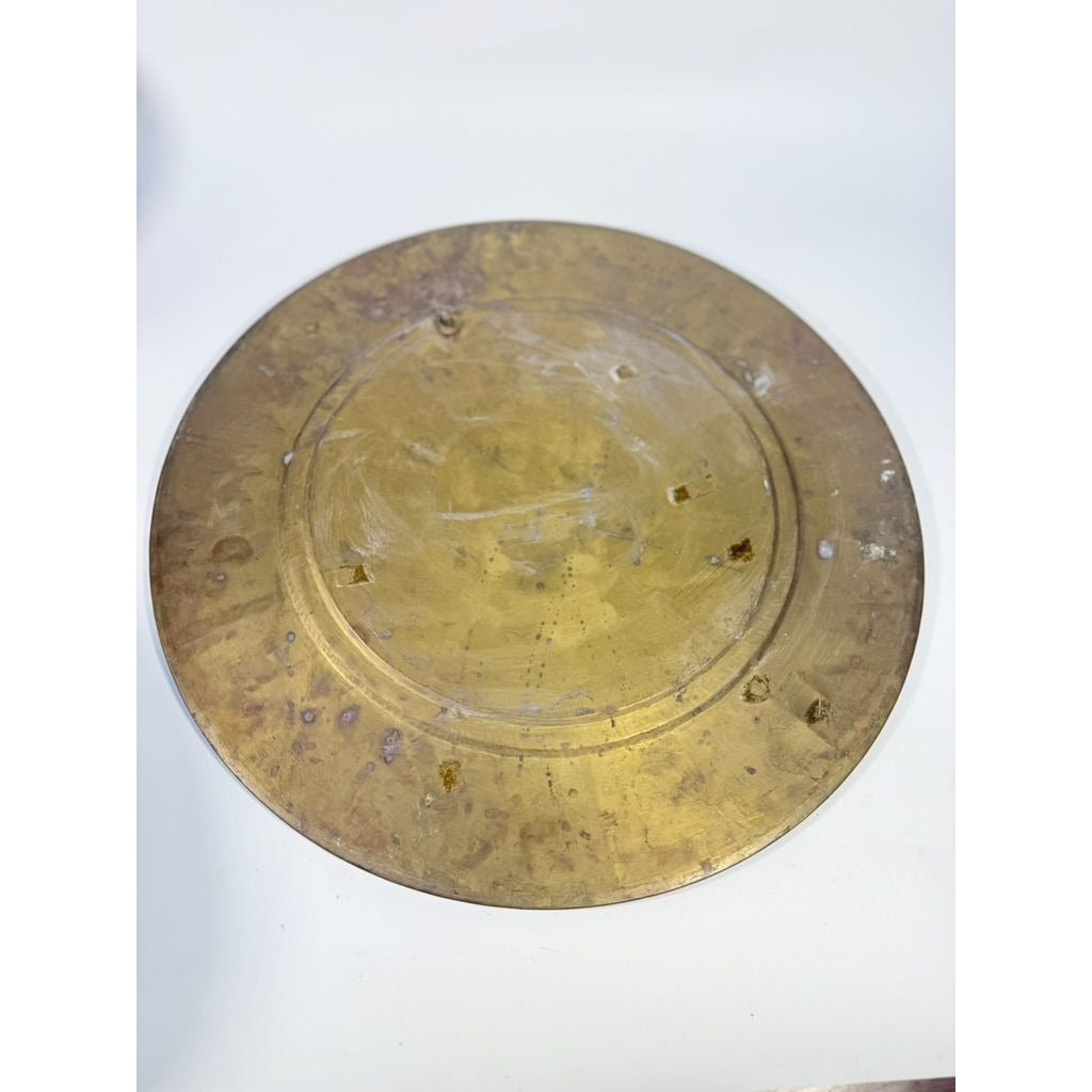 Thanjavur Wall Art Plate Charger Indian Tanjore Repousse Metal Vintage Antique Hand Forged Ganesha Shiva Hindu Brass, Copper, Silver India